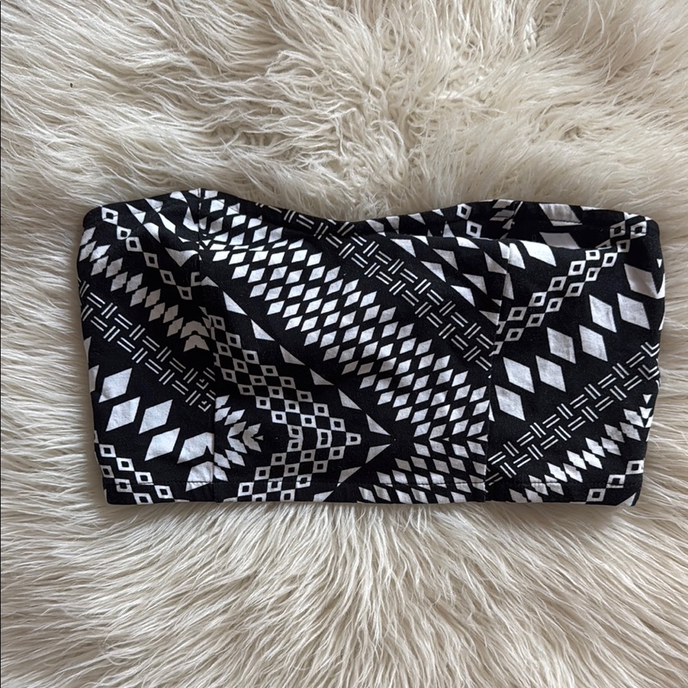 🐼 TRIBAL PRINT BANDEAU/CROP TOP🖤